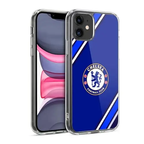 Head Case Designs Officially Licensed Chelsea Football Club Stripes Crest Gel Case [Military Grade Protection] Compatible with Apple iPhone 11 