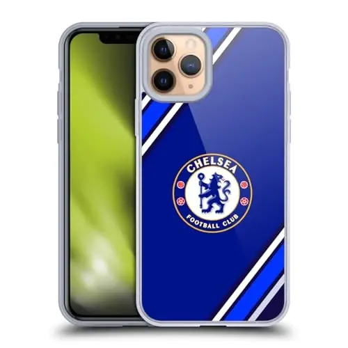 Head Case Designs Officially Licensed Chelsea Football Club Stripes Crest Gel Case [Military Grade Protection] Compatible with Apple iPhone 11 Pro and Compatible with MagSafe - HEAD CASE DESIGNS