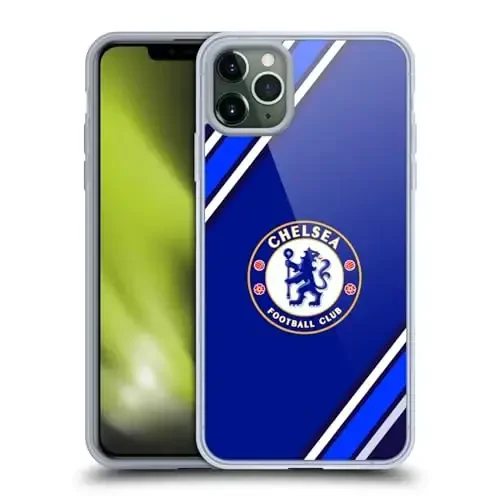 Head Case Designs Officially Licensed Chelsea Football Club Stripes Crest Gel Case [Military Grade Protection] Compatible with Apple iPhone 11 Pro Max and Compatible with MagSafe 
