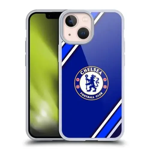 Head Case Designs Officially Licensed Chelsea Football Club Stripes Crest Gel Case [Military Grade Protection] Compatible with Apple iPhone 13 Mini and Compatible with MagSafe 
