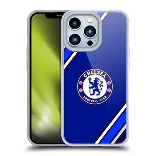 Head Case Designs Officially Licensed Chelsea Football Club Stripes Crest Gel Case [Military Grade Protection] Compatible with Apple iPhone 13 Pro and Compatible with MagSafe 