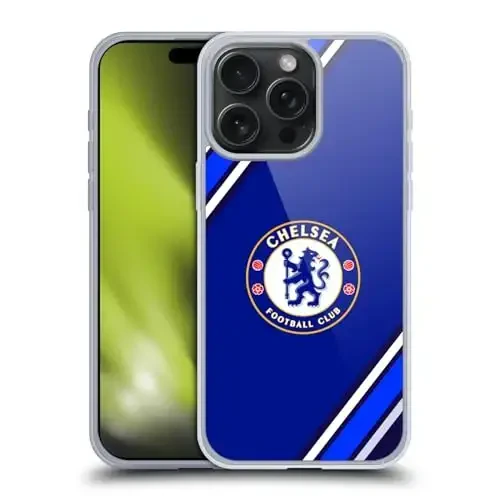 Head Case Designs Officially Licensed Chelsea Football Club Stripes Crest Gel Case [Military Grade Protection] Compatible with Apple iPhone 15 Pro Max and Compatible with MagSafe - 1