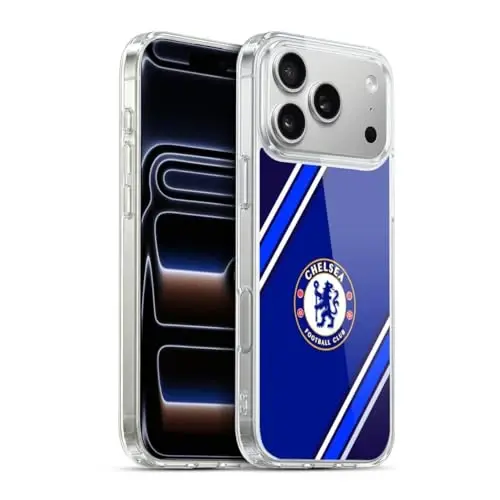 Head Case Designs Officially Licensed Chelsea Football Club Stripes Crest Gel Case [Military Grade Protection] Compatible with Apple iPhone 17 Pro Max - 3