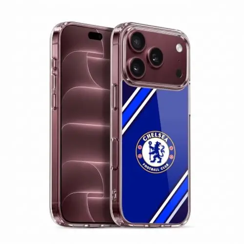 Head Case Designs Officially Licensed Chelsea Football Club Stripes Crest Gel Case [Military Grade Protection] Compatible with Apple iPhone 18 Pro - 1