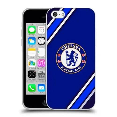 Head Case Designs Officially Licensed Chelsea Football Club Stripes Crest Gel Case [Military Grade Protection] Compatible with Apple iPhone 5c - HEAD CASE DESIGNS
