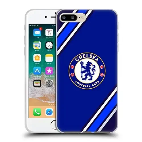 Head Case Designs Officially Licensed Chelsea Football Club Stripes Crest Gel Case [Military Grade Protection] Compatible with Apple iPhone 7 Plus/iPhone 8 Plus - 1