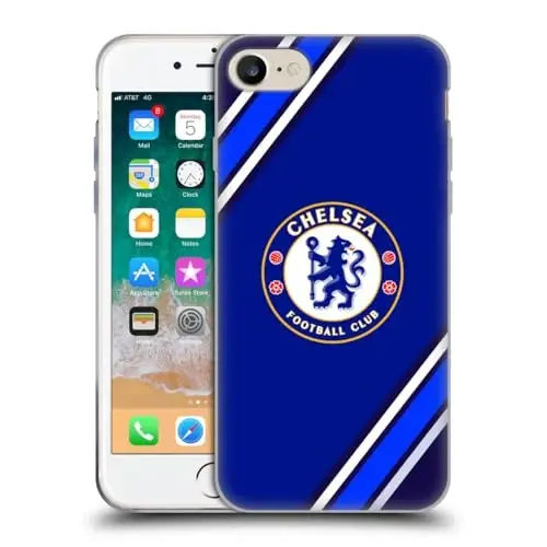 Head Case Designs Officially Licensed Chelsea Football Club Stripes Crest Gel Case [Military Grade Protection] Compatible with Apple iPhone 7/8 / SE 2020 & 2022 and Compatible with MagSafe 