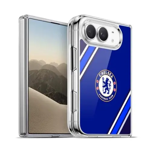 Head Case Designs Officially Licensed Chelsea Football Club Stripes Crest Gel Case [Military Grade Protection] Compatible with Apple iPhone Duo and Compatible with MagSafe - 1