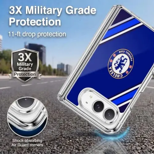 Head Case Designs Officially Licensed Chelsea Football Club Stripes Crest Gel Case [Military Grade Protection] Compatible with Apple iPhone Duo and Compatible with MagSafe - 2