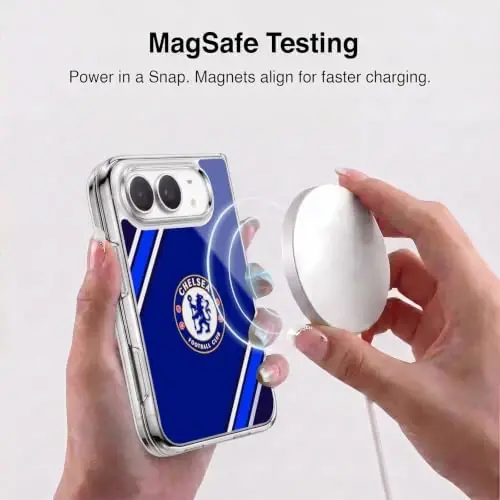 Head Case Designs Officially Licensed Chelsea Football Club Stripes Crest Gel Case [Military Grade Protection] Compatible with Apple iPhone Duo and Compatible with MagSafe - 3