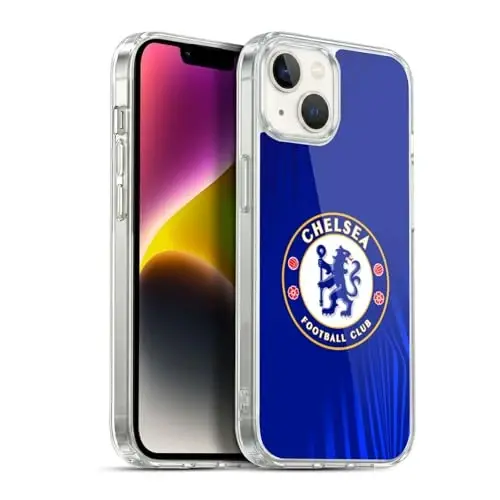 Head Case Designs Officially Licensed Chelsea Football Club Super Graphic Crest Gel Case [Military Grade Protection] Compatible with Apple iPhone 14 Plus - 1