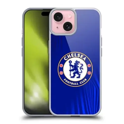 Head Case Designs Officially Licensed Chelsea Football Club Super Graphic Crest Gel Case [Military Grade Protection] Compatible with Apple iPhone 15 and Compatible with MagSafe 