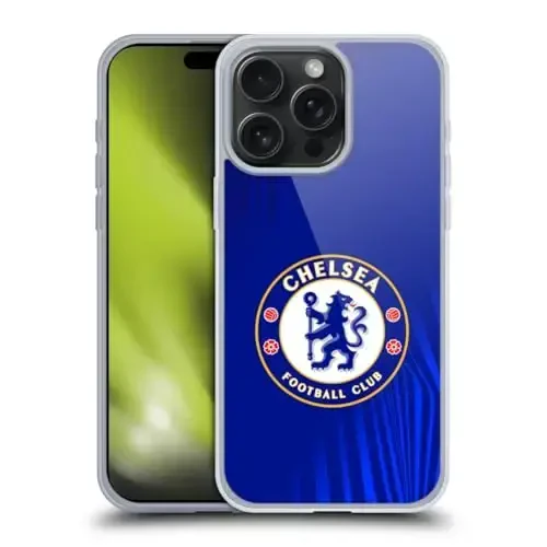 Head Case Designs Officially Licensed Chelsea Football Club Super Graphic Crest Gel Case [Military Grade Protection] Compatible with Apple iPhone 15 Pro Max - 1