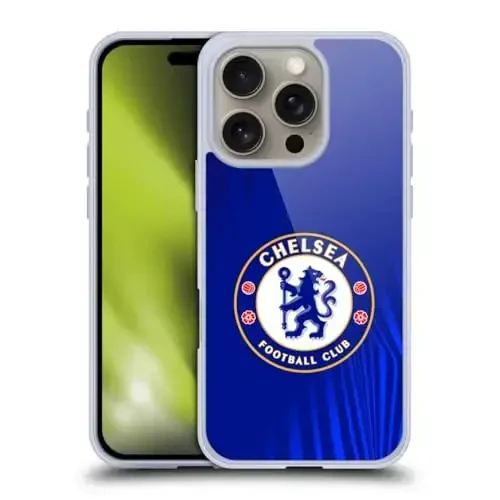 Head Case Designs Officially Licensed Chelsea Football Club Super Graphic Crest Gel Case [Military Grade Protection] Compatible with Apple iPhone 16 Pro - 12
