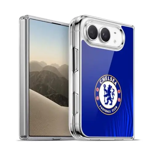 Head Case Designs Officially Licensed Chelsea Football Club Super Graphic Crest Gel Case [Military Grade Protection] Compatible with Apple iPhone Duo and Compatible with MagSafe - 1