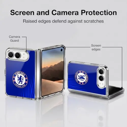 Head Case Designs Officially Licensed Chelsea Football Club Super Graphic Crest Gel Case [Military Grade Protection] Compatible with Apple iPhone Duo and Compatible with MagSafe - 4