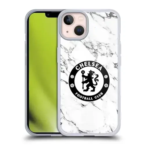 Head Case Designs Officially Licensed Chelsea Football Club White Marble Crest Gel Case [Harbiy himoya darajasi] Apple iPhone 13 bilan mos va MagSafe bilan mos 
