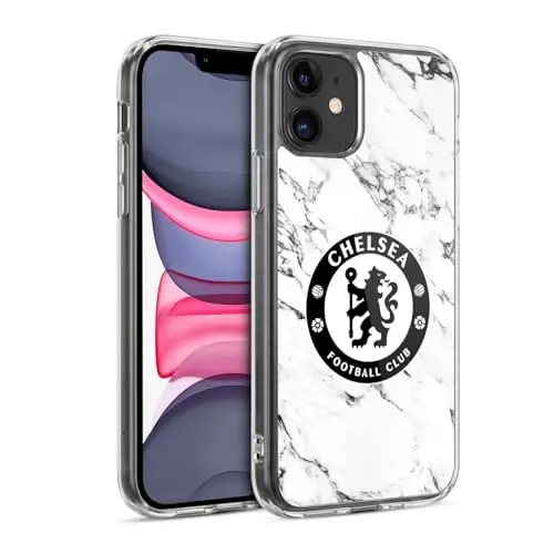 Head Case Designs Officially Licensed Chelsea Football Club White Marble Crest Gel Case [Military Grade Protection] Compatible with Apple iPhone 11 