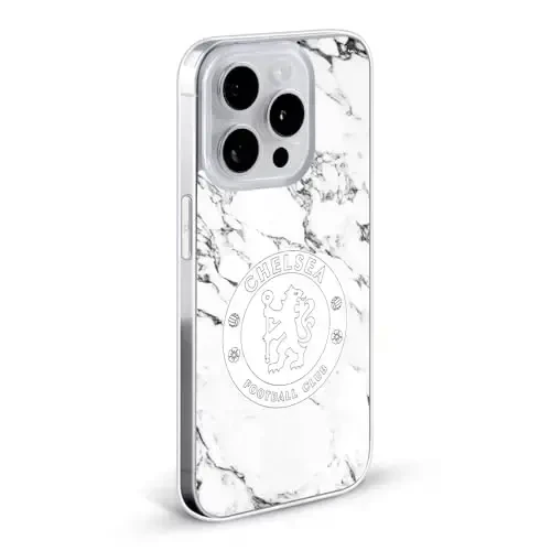 Head Case Designs Officially Licensed Chelsea Football Club White Marble Crest Gel Case [Military Grade Protection] Compatible with Apple iPhone 13 Pro and Compatible with MagSafe - HEAD CASE DESIGNS (1)