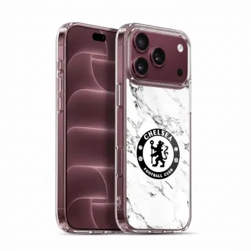 Head Case Designs Officially Licensed Chelsea Football Club White Marble Crest Gel Case [Military Grade Protection] Compatible with Apple iPhone 18 Pro Max - 1