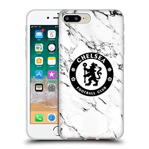 Head Case Designs Officially Licensed Chelsea Football Club White Marble Crest Gel Case [Military Grade Protection] Compatible with Apple iPhone 7 Plus/iPhone 8 Plus and Compatible with MagSafe - Head Case Designs