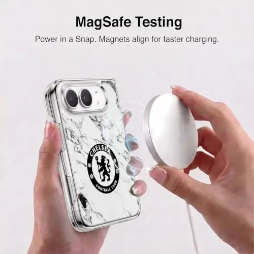 Head Case Designs Officially Licensed Chelsea Football Club White Marble Crest Gel Case [Military Grade Protection] Compatible with Apple iPhone Duo and Compatible with MagSafe - 3
