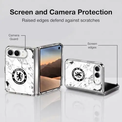Head Case Designs Officially Licensed Chelsea Football Club White Marble Crest Gel Case [Military Grade Protection] Compatible with Apple iPhone Duo and Compatible with MagSafe - 4