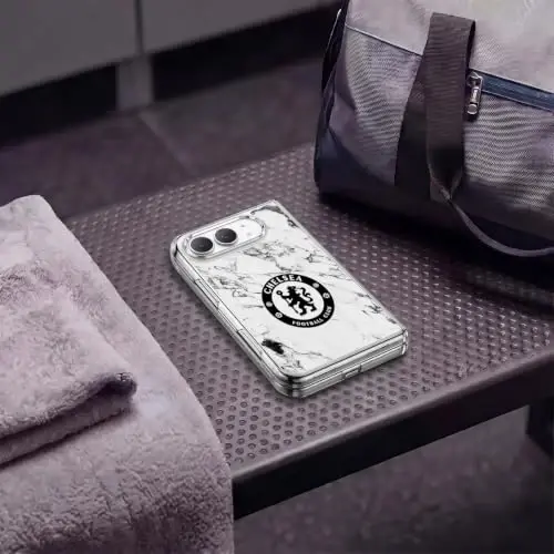 Head Case Designs Officially Licensed Chelsea Football Club White Marble Crest Gel Case [Military Grade Protection] Compatible with Apple iPhone Duo and Compatible with MagSafe - 6