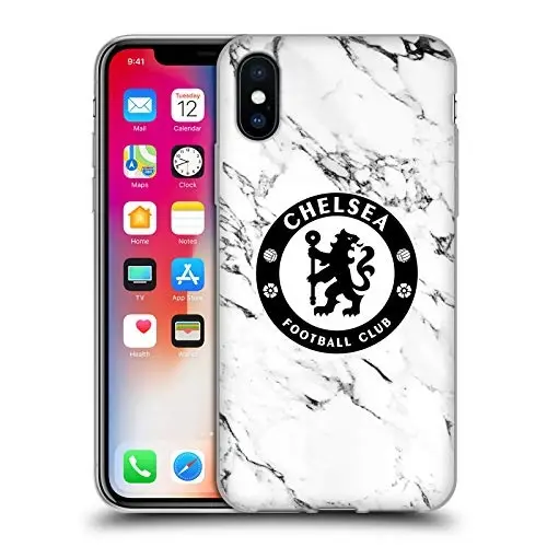Head Case Designs Officially Licensed Chelsea Football Club White Marble Crest Gel Case [Military Grade Protection] Compatible with Apple iPhone X/iPhone Xs - 4