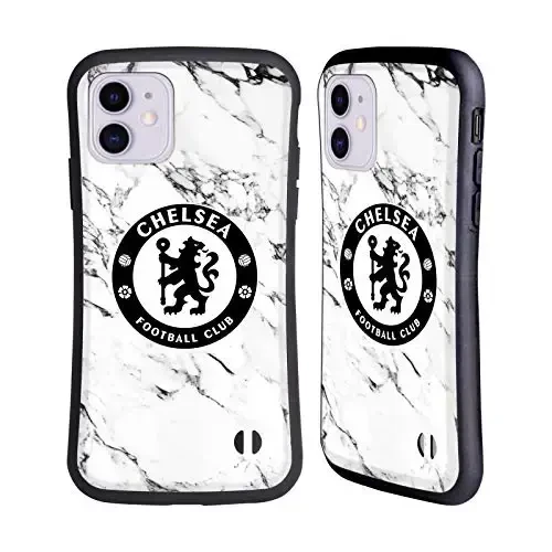 Head Case Designs Officially Licensed Chelsea Football Club White Marble Crest Hybrid Case Compatible with Apple iPhone 11 - 1