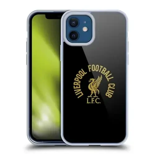 Head Case Designs Officially Licensed Liverpool Football Club Gold LFC On Black Liver Bird Gel Case [Military Grade] Compatible with Apple iPhone 12 / iPhone 12 Pro and Compatible with MagSafe - HEAD CASE DESIGNS