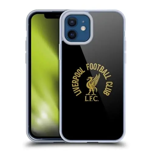 Head Case Designs Officially Licensed Liverpool Football Club Gold LFC On Black Liver Bird Gel Case [Military Grade] Compatible with Apple iPhone 12 / iPhone 12 Pro and Compatible with MagSafe - HEAD CASE DESIGNS