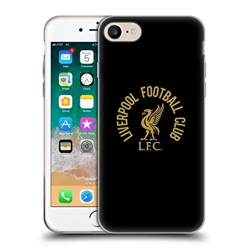 Head Case Designs Officially Licensed Liverpool Football Club Gold LFC On Black Liver Bird Gel Case [Military Grade] Compatible with Apple iPhone 7/8 / SE 2020 & 2022 and Compatible with MagSafe 