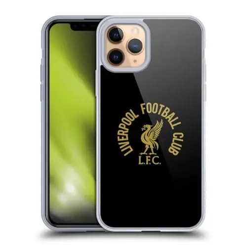 Head Case Designs Officially Licensed Liverpool Football Club Gold LFC On Black Liver Bird Gel Case [Military Grade Protection] Apple iPhone 11 Pro bilan mos va MagSafe bilan mos 