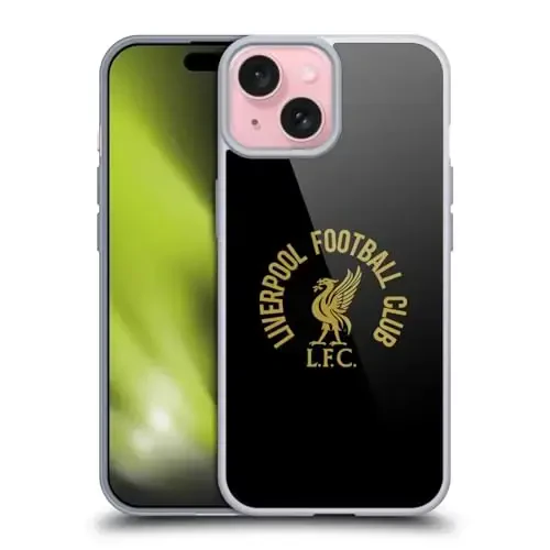 Head Case Designs Officially Licensed Liverpool Football Club Gold LFC On Black Liver Bird Gel Case [Military Grade Protection] Apple iPhone 15 bilan mos va MagSafe bilan mos keladi - 1