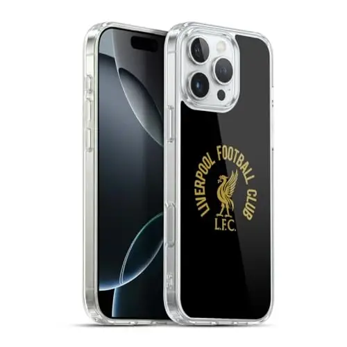 Head Case Designs Officially Licensed Liverpool Football Club Gold LFC On Black Liver Bird Gel Case [Military Grade Protection] Apple iPhone 16 Pro Max bilan mos va MagSafe bilan mos - 1