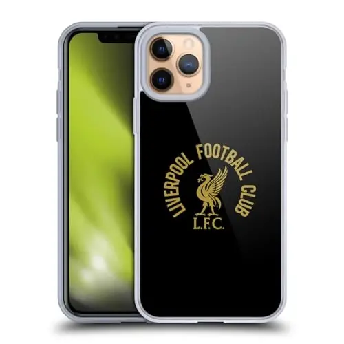 Head Case Designs Officially Licensed Liverpool Football Club Gold LFC On Black Liver Bird Gel Case [Military Grade Protection] Compatible with Apple iPhone 11 Pro and Compatible with MagSafe - 1