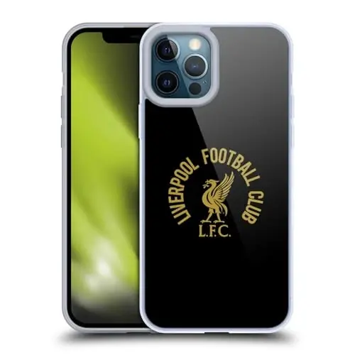 Head Case Designs Officially Licensed Liverpool Football Club Gold LFC On Black Liver Bird Gel Case [Military Grade Protection] Compatible with Apple iPhone 12 Pro Max and Compatible with MagSafe - 1