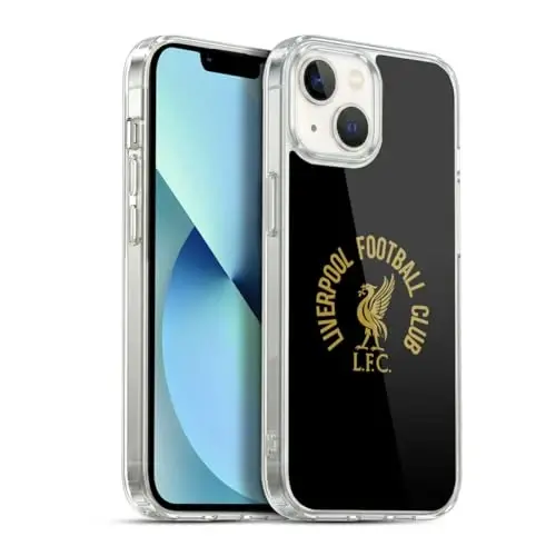 Head Case Designs Officially Licensed Liverpool Football Club Gold LFC On Black Liver Bird Gel Case [Military Grade Protection] Compatible with Apple iPhone 13 and Compatible with MagSafe - 1