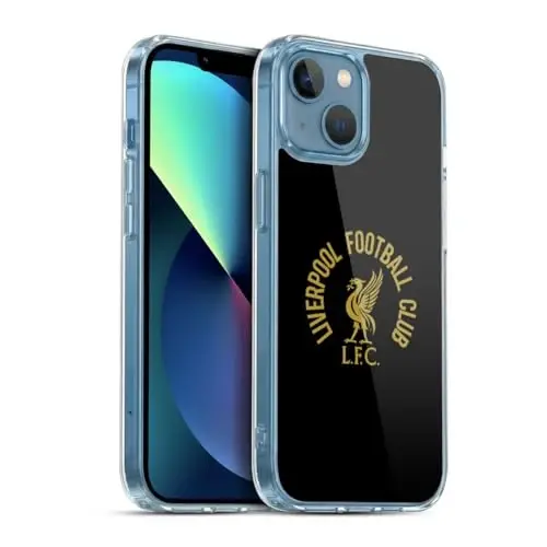 Head Case Designs Officially Licensed Liverpool Football Club Gold LFC On Black Liver Bird Gel Case [Military Grade Protection] Compatible with Apple iPhone 13 Mini and Compatible with MagSafe - HEAD CASE DESIGNS