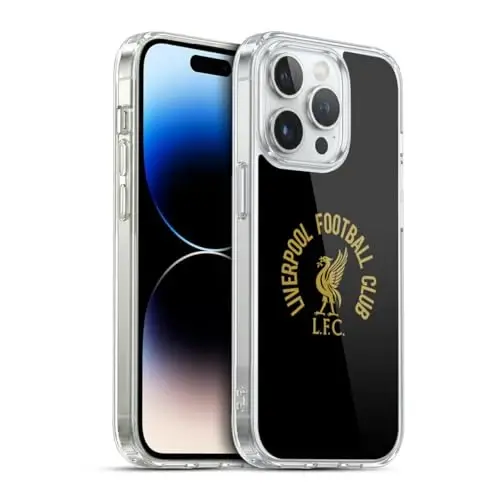 Head Case Designs Officially Licensed Liverpool Football Club Gold LFC On Black Liver Bird Gel Case [Military Grade Protection] Compatible with Apple iPhone 13 Pro and Compatible with MagSafe 