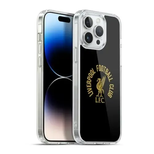 Head Case Designs Officially Licensed Liverpool Football Club Gold LFC On Black Liver Bird Gel Case [Military Grade Protection] Compatible with Apple iPhone 13 Pro Max and Compatible with MagSafe 