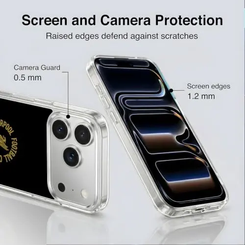 Head Case Designs Officially Licensed Liverpool Football Club Gold LFC On Black Liver Bird Gel Case [Military Grade Protection] Compatible with Apple iPhone 18 Pro and Compatible with MagSafe - 4