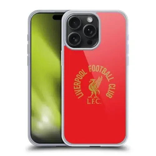 Head Case Designs Officially Licensed Liverpool Football Club Gold LFC On Red Liver Bird Gel Case [Military Grade Protection] Apple iPhone 15 Pro Max bilan mos va MagSafe bilan mos 