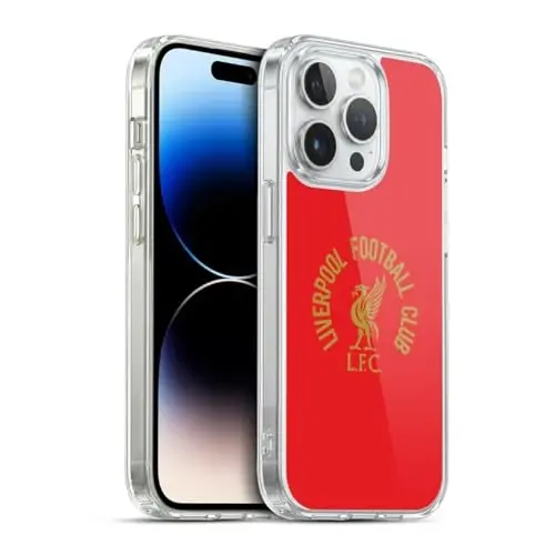 Head Case Designs Officially Licensed Liverpool Football Club Gold LFC On Red Liver Bird Gel Case [Military Grade Protection] Compatible with Apple iPhone 13 Pro and Compatible with MagSafe - 1