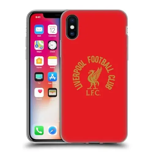 Head Case Designs Officially Licensed Liverpool Football Club Gold LFC On Red Liver Bird Gel Case [Military Grade Protection] Compatible with Apple iPhone X/iPhone Xs - 1