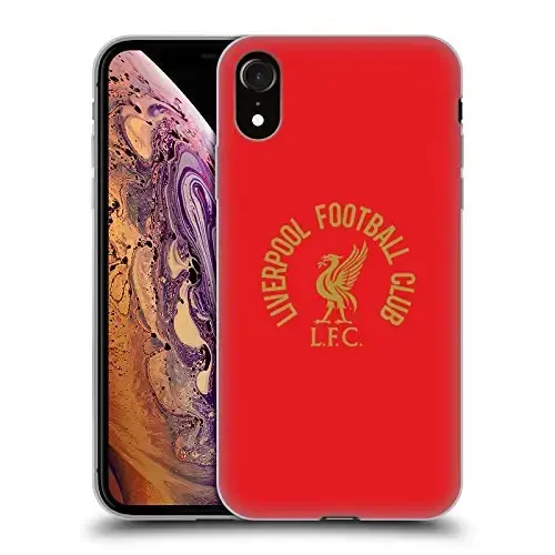 Head Case Designs Officially Licensed Liverpool Football Club Gold LFC On Red Liver Bird Gel Case [Military Grade Protection] Compatible with Apple iPhone XR - 1