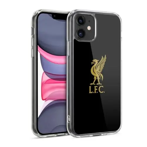 Head Case Designs Officially Licensed Liverpool Football Club Gold Logo On Black Liver Bird Gel Case [Military Grade Protection] Compatible with Apple iPhone 11 - 1