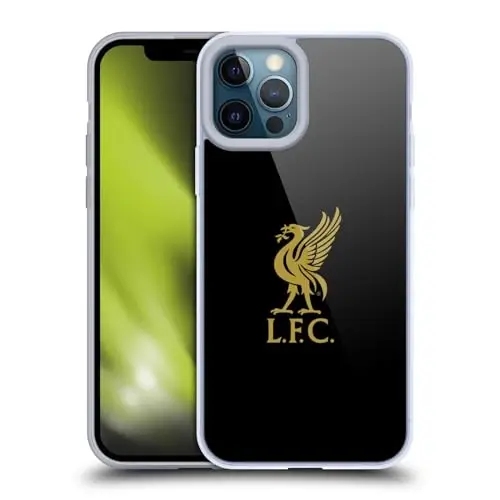 Head Case Designs Officially Licensed Liverpool Football Club Gold Logo On Black Liver Bird Gel Case [Military Grade Protection] Compatible with Apple iPhone 12 Pro Max - 1