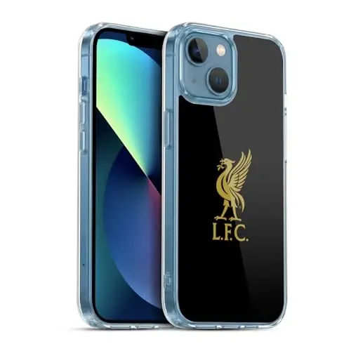 Head Case Designs Officially Licensed Liverpool Football Club Gold Logo On Black Liver Bird Gel Case [Military Grade Protection] Compatible with Apple iPhone 13 Mini - HEAD CASE DESIGNS